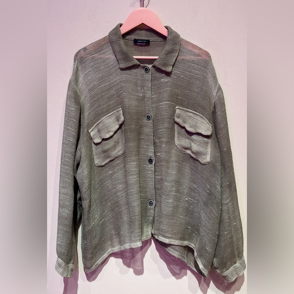 AVANT TOI linen cotton taupe button down top XL